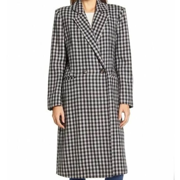 NWT BeachLunchLounge Tyler Plaid Wool Blend Coat Black White Checkered XL/TG🖤🤍 - Picture 1 of 11
